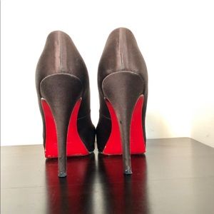 Christian Louboutin Brown Satin Peeptoe Heel